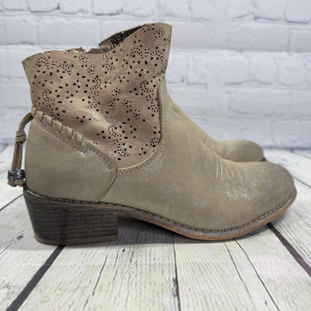 Corkys Chelsea Ankle Booties Women Size 8 Brown Faux Leather Western Shoes
